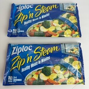 NEW Ziploc Zip'N Steam Cooking Bag (Pack of 10) Discontinued 2-4 Servings PerBag